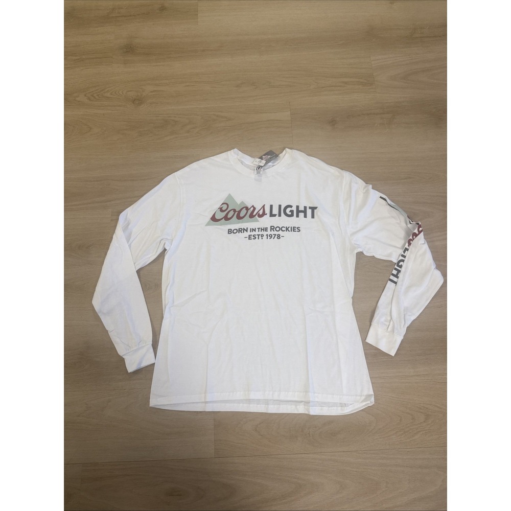 Coors Light Men's XL Long Sleeve T-Shirt Born In The Rockies Beer Logo NWT